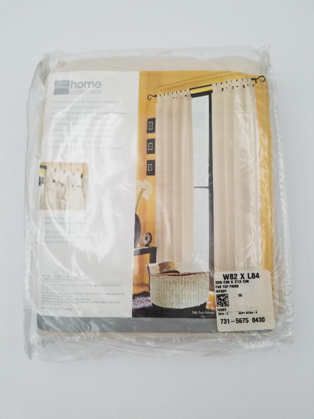 New JC PENNEY Home Collection One Tab-Top Pair "WENDY" Ivory W82X84L 100% Cotton